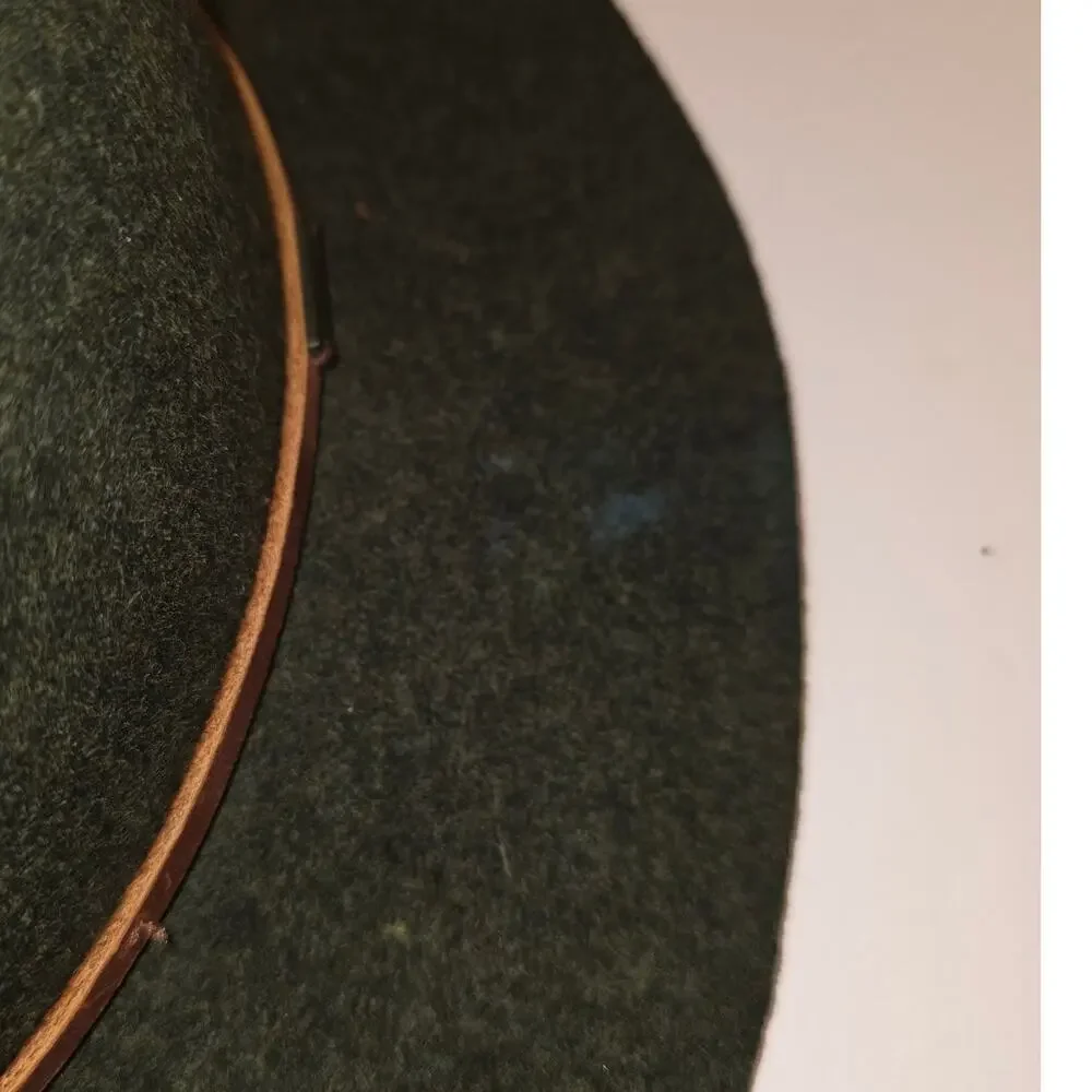 BRIXTON Wool Fedora Hat Leather Band 00212 M 7 1/4 (58 cm) -- Moss Green Western